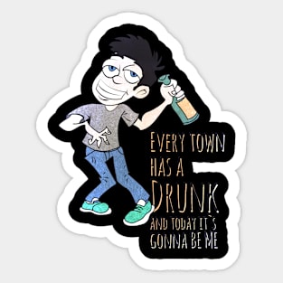 Wine Drinking Shirt Sticker